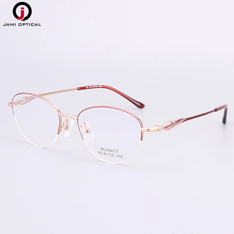 Factory Wholesaler Pure Titanium Optical Frame Eyeglasses High Quality Half Glasses Women Titanium Glasses Frame
