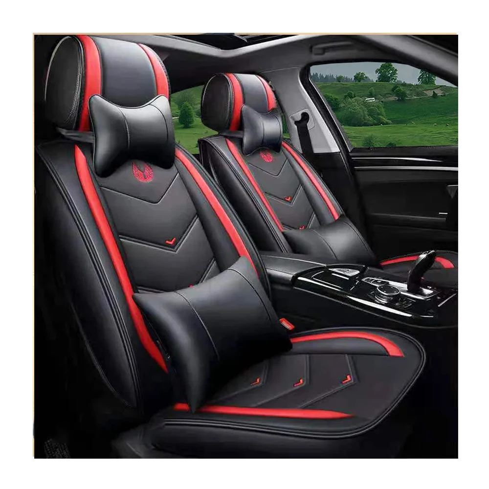 Пользовательские самые удобные вентилируемые черные и красные чехлы на сиденья автомобиля хорошо подходят Водонепроницаемый Универсальный Полный комплект Роскошная искусственная кожа