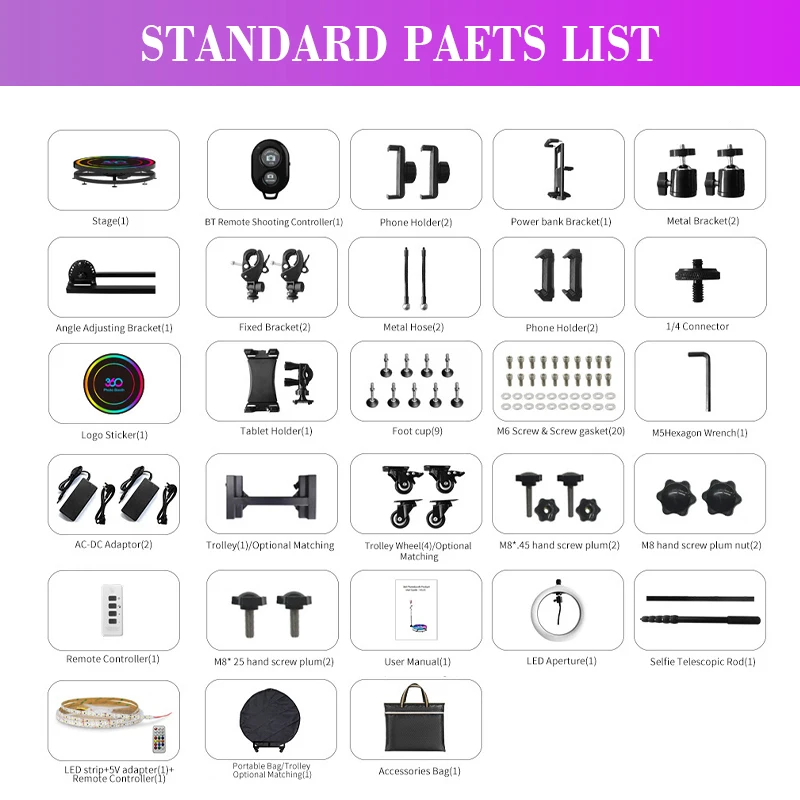 Светодиодная вращающаяся подставка из закаленного стекла с поворотом на 360 градусов Волшебная селфи фотокамера Автоматическая фото