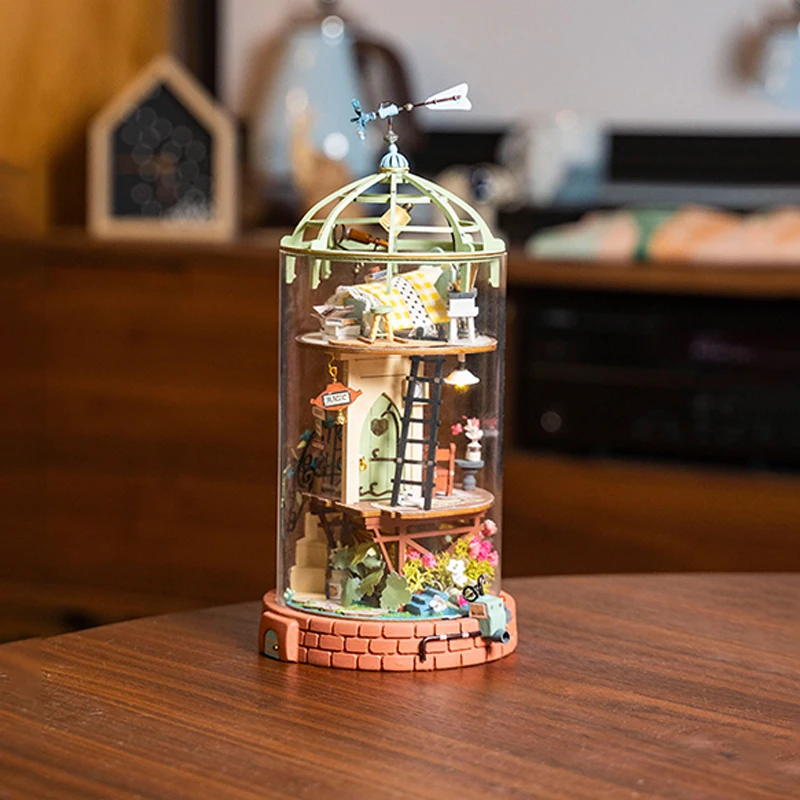 Robotime Hot Selling DIY Mysterious World DS001 Domed Loft  Rolife DIY Glass Miniature Doll House Kit