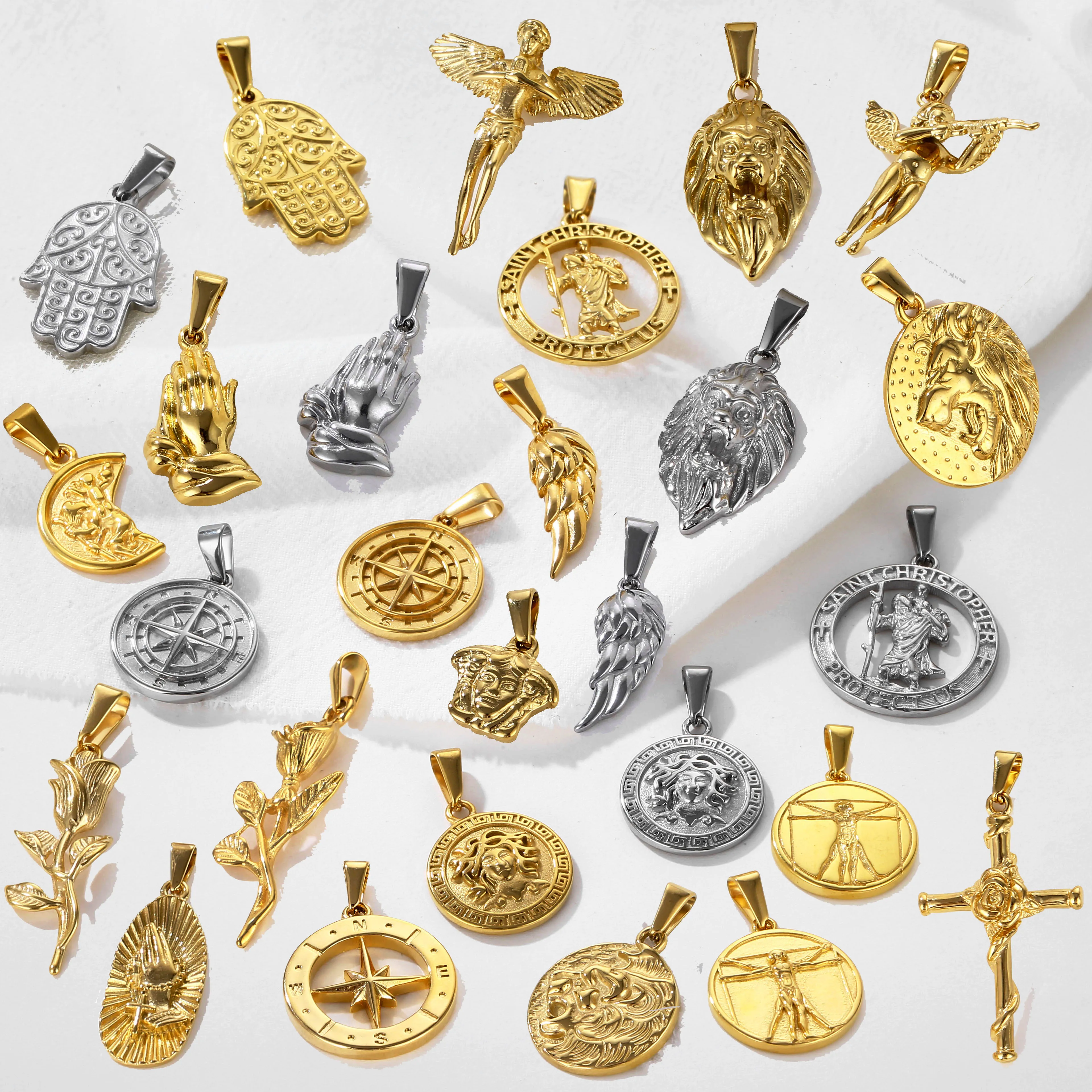 Vintage Mens Pendant 18k Gold Medallion Spartan Warrior Lightning Bolt Zeus  Pendant Stainless Steel Greek Mythology Jewelry