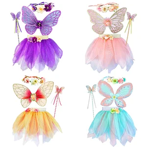 Butterfly Fairy Angel Performer Set for Girls Children's Luminous Magic Stick with Suit and Dress