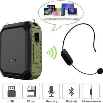 Amplificador de voz inalámbrico Bluetooth Micrófono para profesor de 18 W,  impermeable, portátil, amplificador de voz