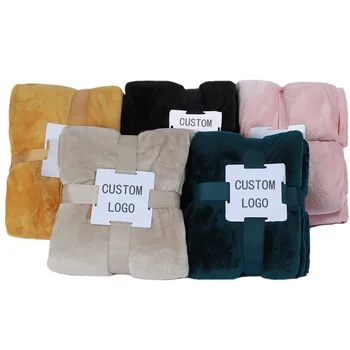 Free Sample custom Soft 100% Polyester coral Flannel Fleece travel Blanket Minky plush Quality Throw Blanket for winter pet dog