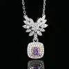 Ice Flower cut purple diamond pendant with chain