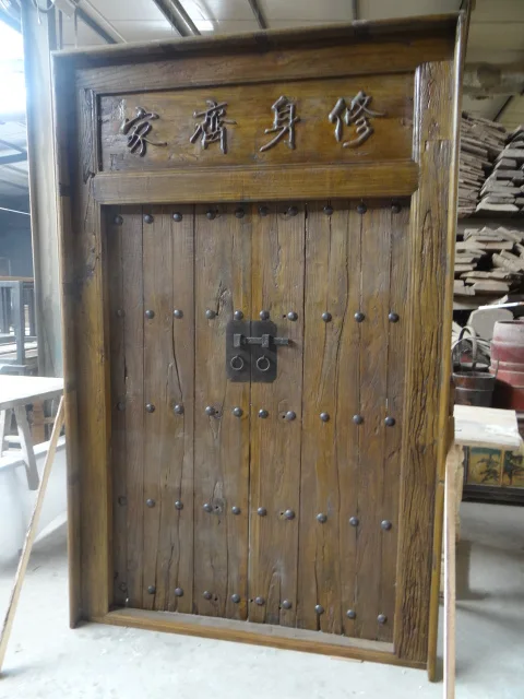 Деревенская Китайская античная мебель из переработанного дерева, натуральная садовая дверь