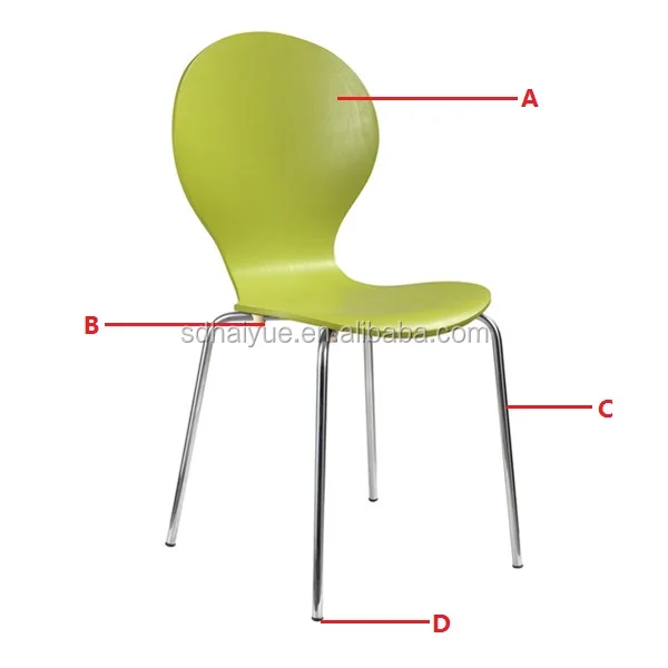 High Quality Any Color Wood Low Back Dining Chair with Round Tube