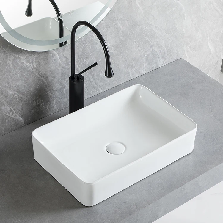 Bathroom Vessel Sink 19x15 Inch Rectangle Bathroom Sink White