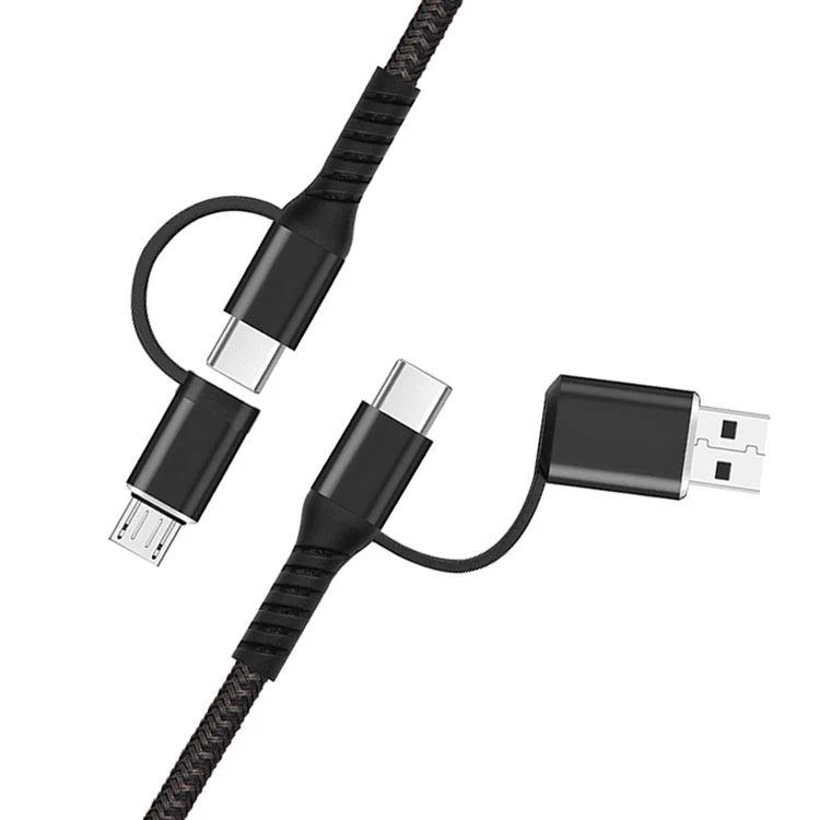 Data Cable Charge 1M Nylon Braided Android Muliti Functional 4 in1 USB Cable MICRO USB C TO USB C TYPE Cable