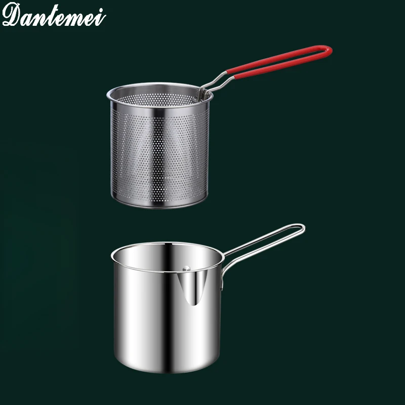 China Supplier Cookware Cooking Pot Round Fryer Pan Stainless Steel Deep Fryer Pot With Filter Basket