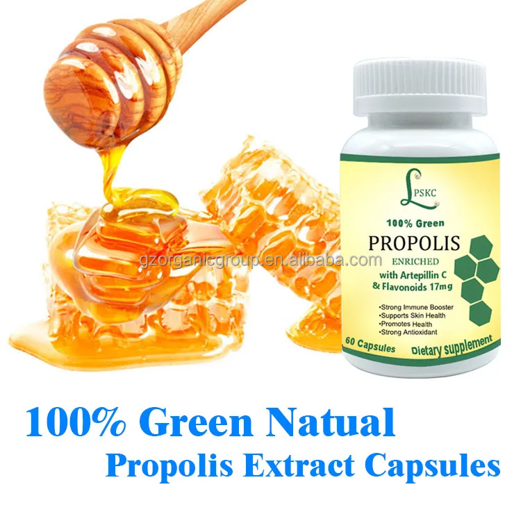 100 Natual Food Grade Green Bee Propolis Softgel Capsules With Artepillin C & Flavonoids 17mg