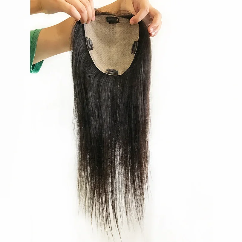 15x16cm Virgin Human Hair Silk Top Injected Skin Base Toupee Natural Scalp Hairpiece for Women_voghion.com