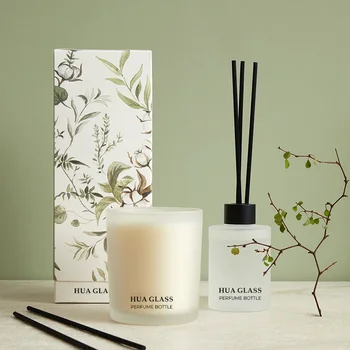 OEM Custom Private Label Empty Clear Frost White Round Air Freshener Glass Essential Oil Reed Diffuser Bottle 100ml With Box