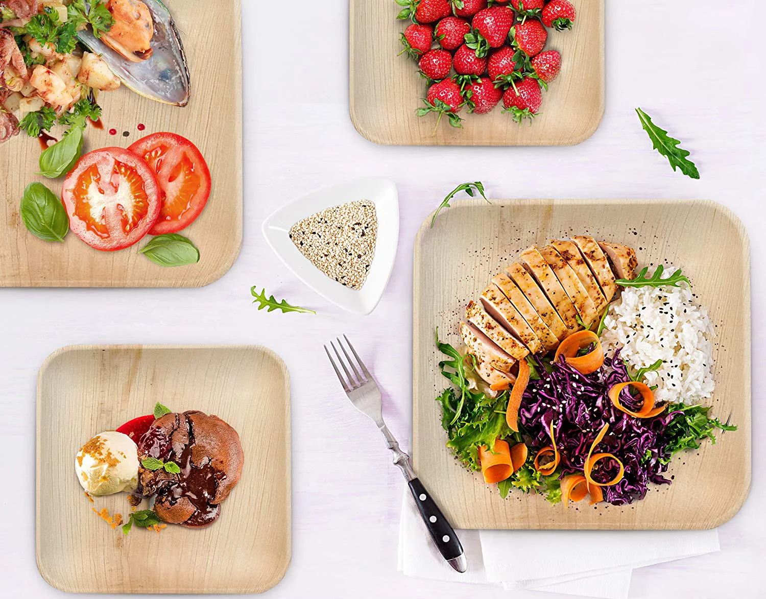 Ready Delivery Compostable Palm Leaf Tableware Disposable 10 Inch square Palm Leaf Plate for Wedding Birthday Party Camping