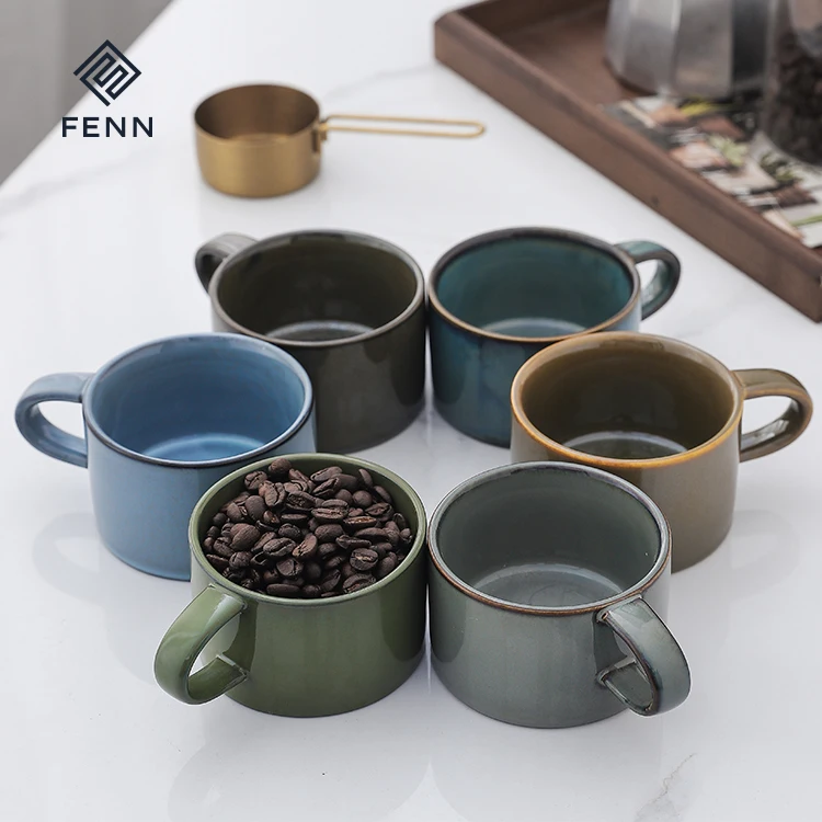 The latest design fambe 180ml European style custom porcelain ceramic coffee mugs beer retro tea cup ceramic mug gift set