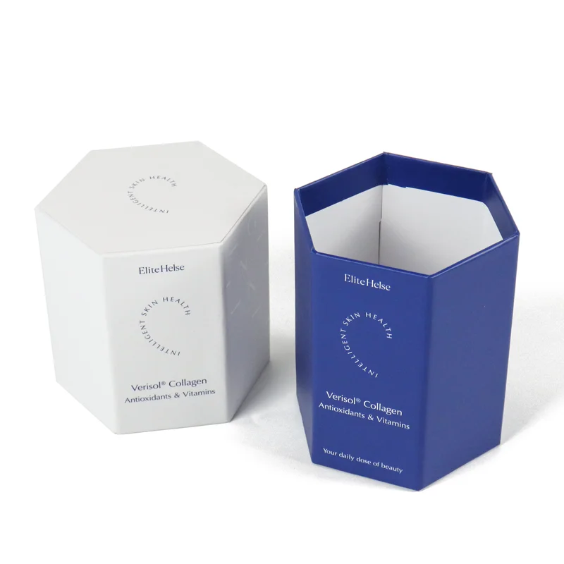 Eco-Friendly Biodegradable Hexagon Shape Paper Box Personalized Cajas for Health Care Products with Sponge Liner Matt Lamination