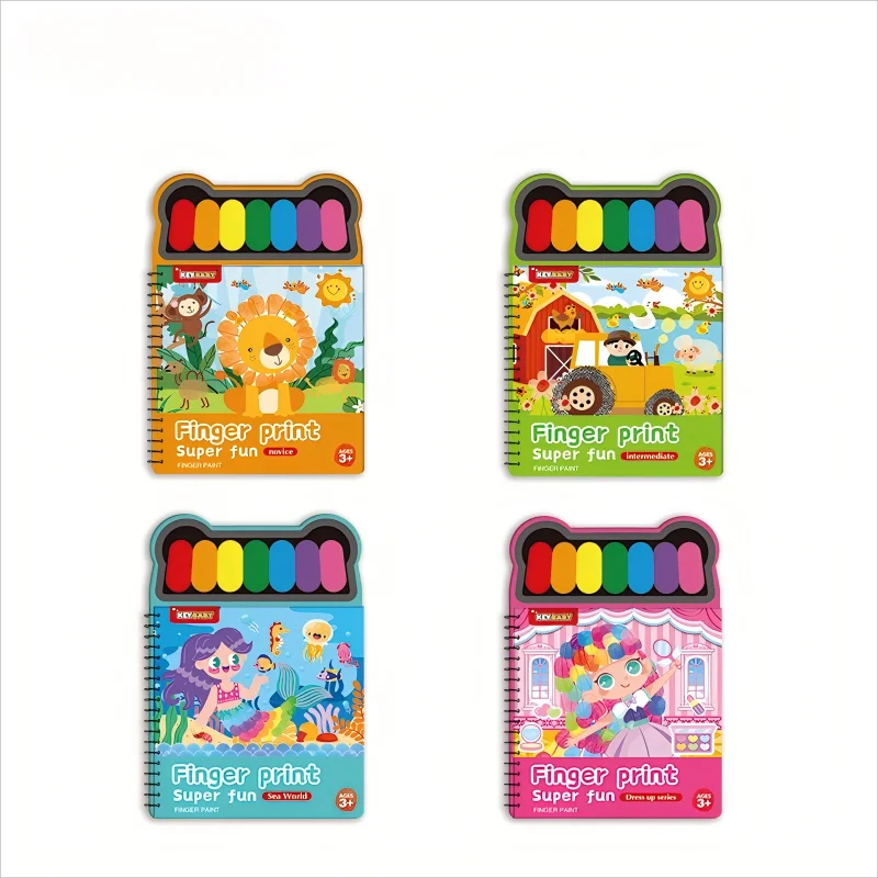 Keybaby Custom Unisex Children's Book Water Paint Palette Fingerprint Coloring Drawing Books Educational Paper Toys for Kids