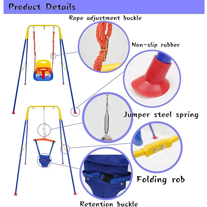 3-in-1 Foldable Metal Baby Swing Jumper Set for Toddlers