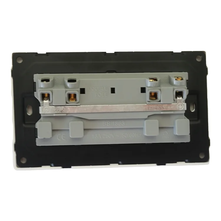 2 Gang 13A Large Panel UK Standard 3 Pin Light Socket With 2 Pole Switch With Indicator Light High Quality for Home