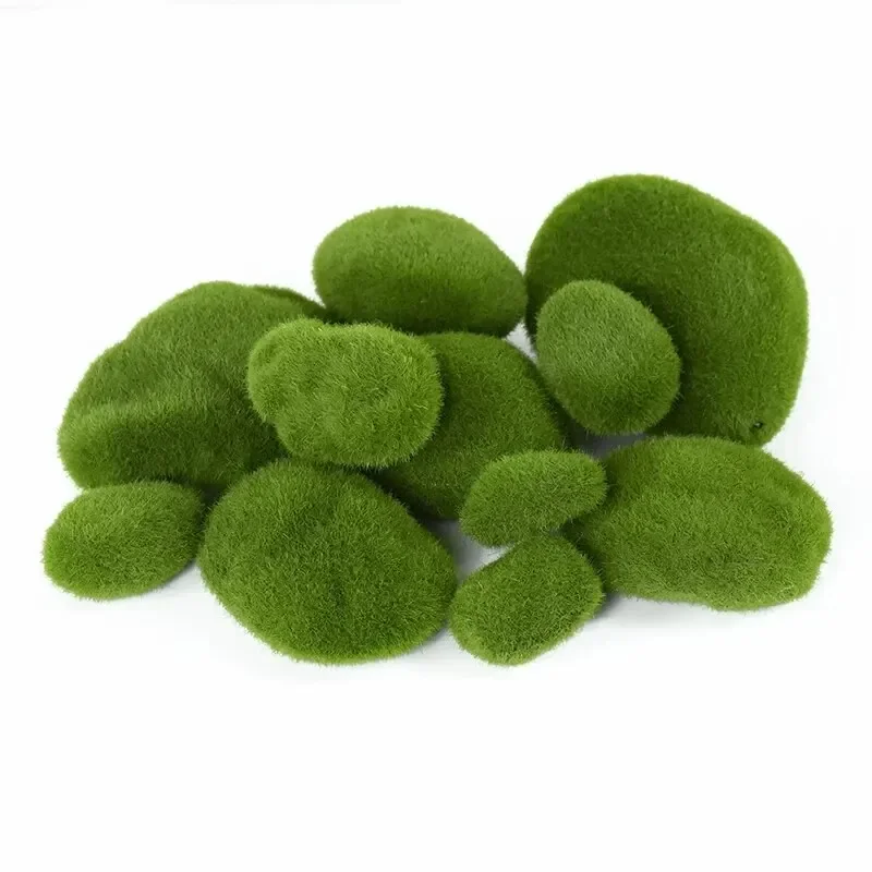 Mix Size  Simulation Moss Stone Artificial Rocks Ball Green Plant for Home Garden Flower Pot  Decoration Crafts