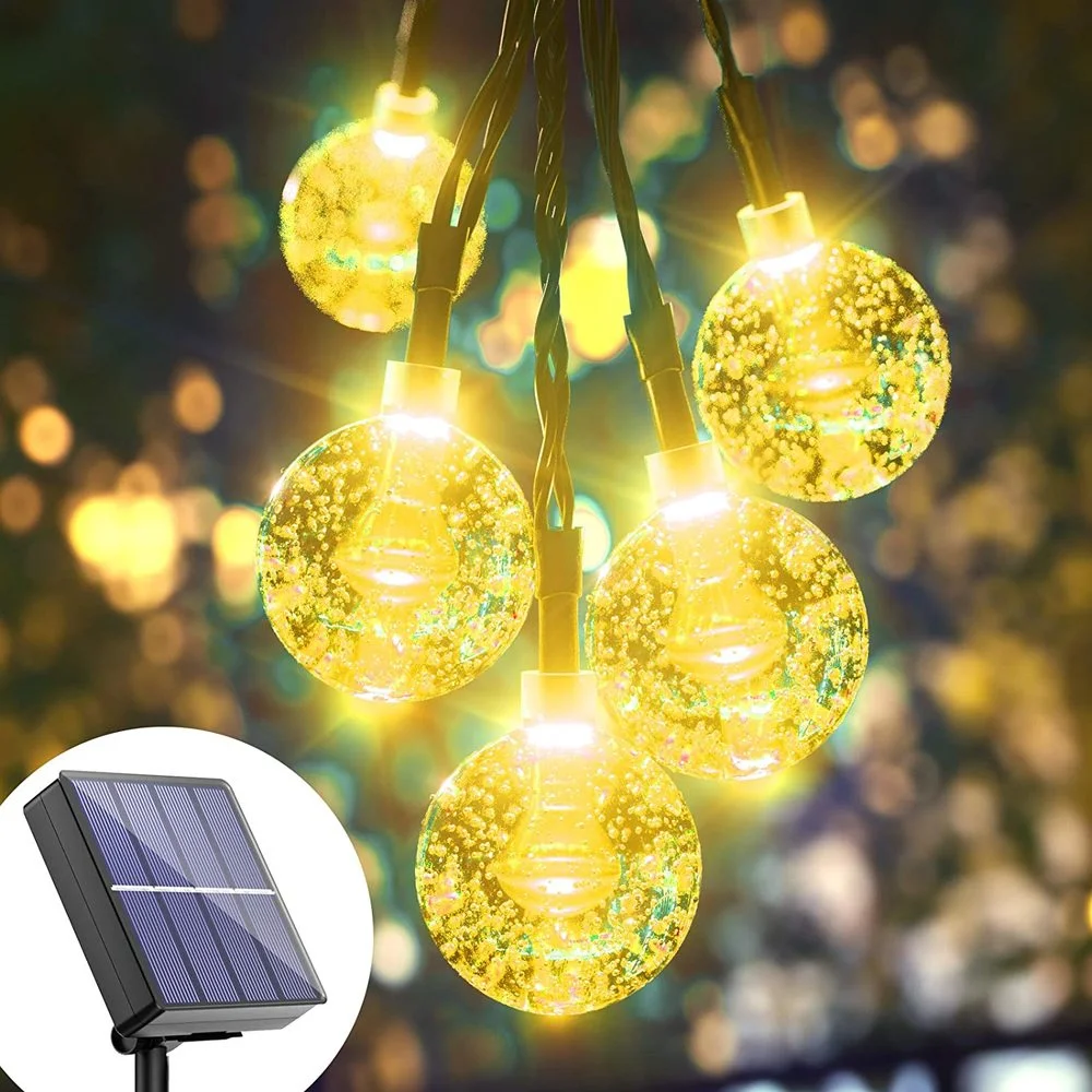 Solar Christmas Lights String Outdoor 100led Crystal Powered Globe