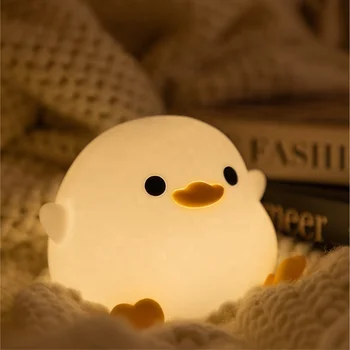 Factory Custom Soft Silicone Led USB Night Light Room Bedroom Cute Duck Night Light Study Bedroom Sleep Light