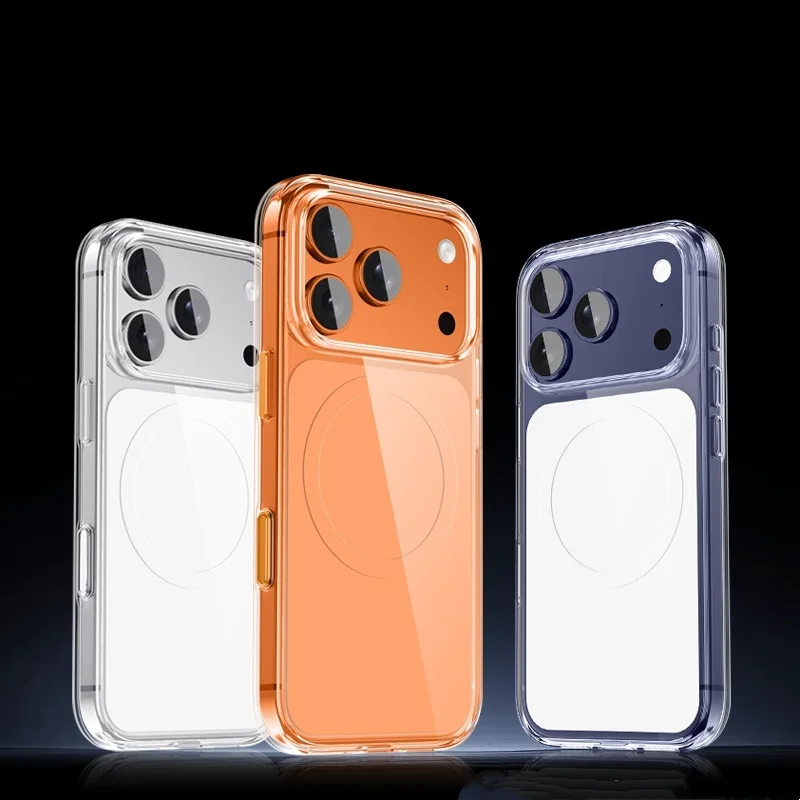 Laudtec luxury  Transparent Magnetic Protective Shockproof Waterproof Phone Case for 17 Pro Max Pure Color TPU+PC+Magnetic