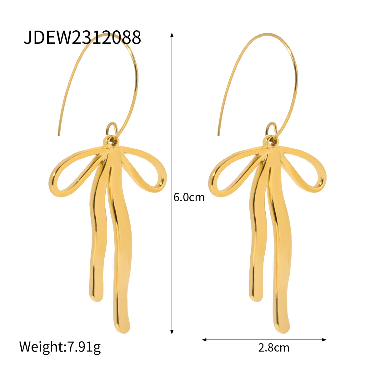 bow trendy earrings - Gold