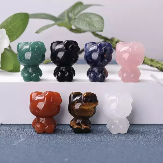 ハローキティ カラフルなクリスタル彫刻の猫フィギュア かわいいホーム
