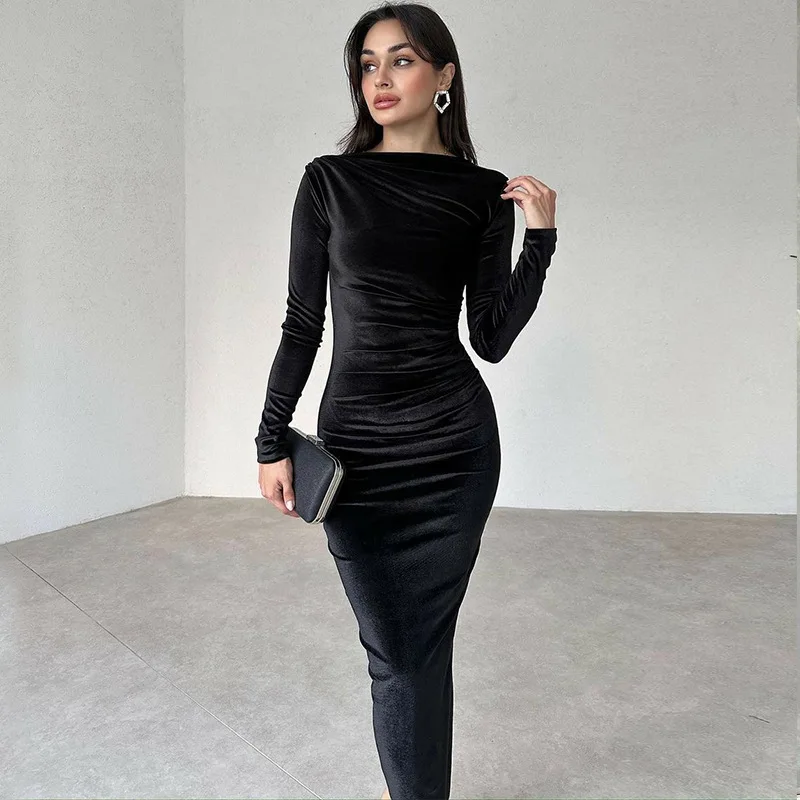 Wholesale Long Velvet Dresses for Women Slim Fit Maxi Long Sleeve Bodycon Dress Midi Sexy Party Dresses Wear Night Club Wholesale Long Velvet Dresses for Women Slim Fit Maxi Long Sleeve Bodycon Dress Midi Sexy Party Dresses Wear Night Club