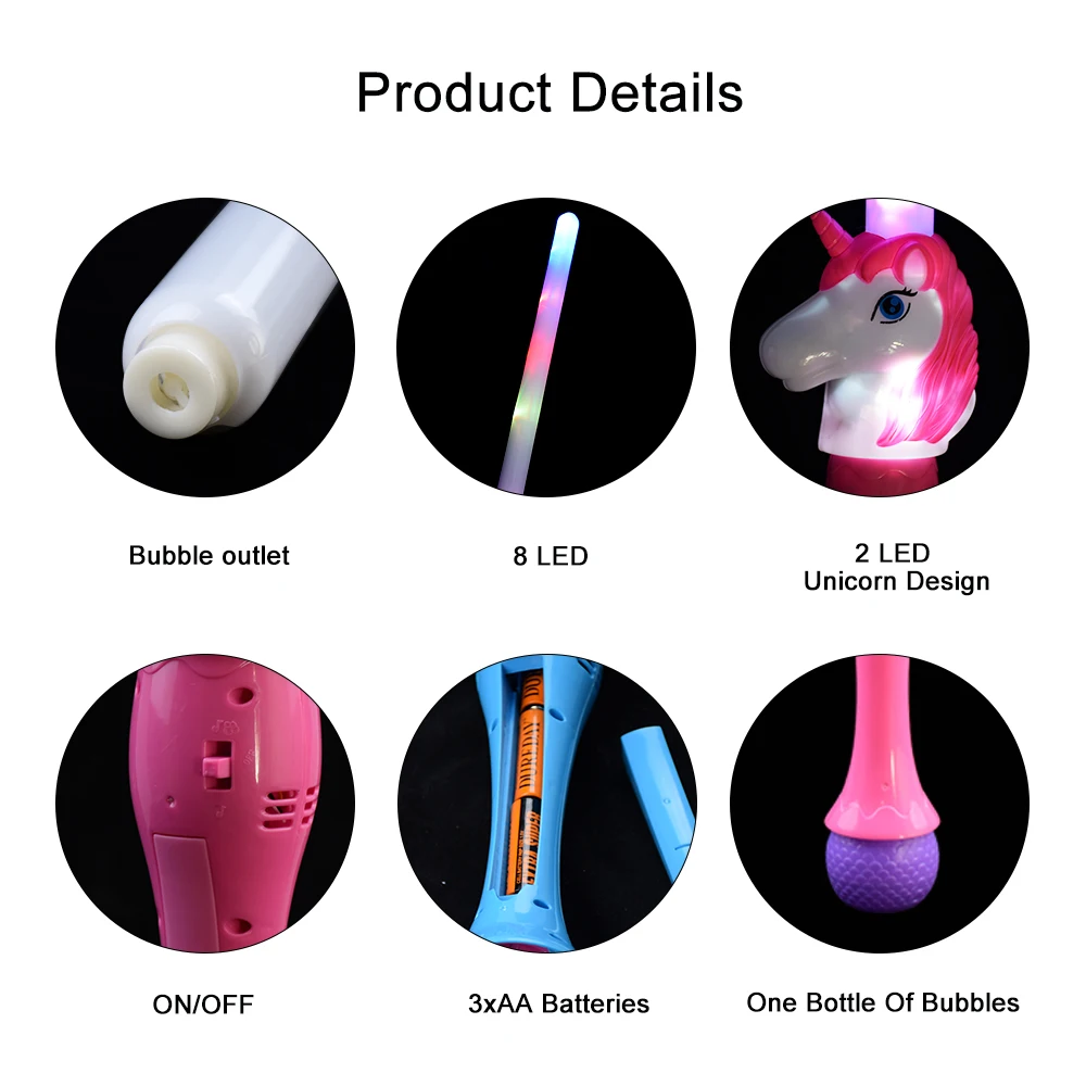 Wholesale LED Unicorn Light Swords with One Bottle of Bubbles Glow in the Dark Cosplay Sword for Kids Christmas New Year Party