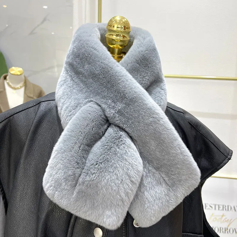 Rex Rabbit Fur Scarf Doublesided Thickening Warm Real Fur Winter
