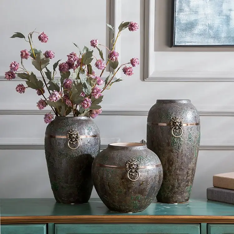 Good home Floor Vase Living Room TV Cabinet Ceramic Large Decorative Vase Flower and Bird Pink Flower Arrangement Dried Flower Vase Decoration Height 60cm 