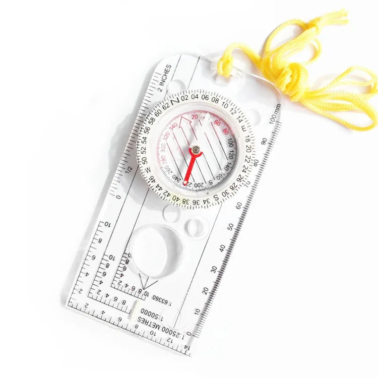 Orienteering Compass Drawing Scale Hiking Pointing Guide Portable Foldable Handheld Map Ruler Camping Compass