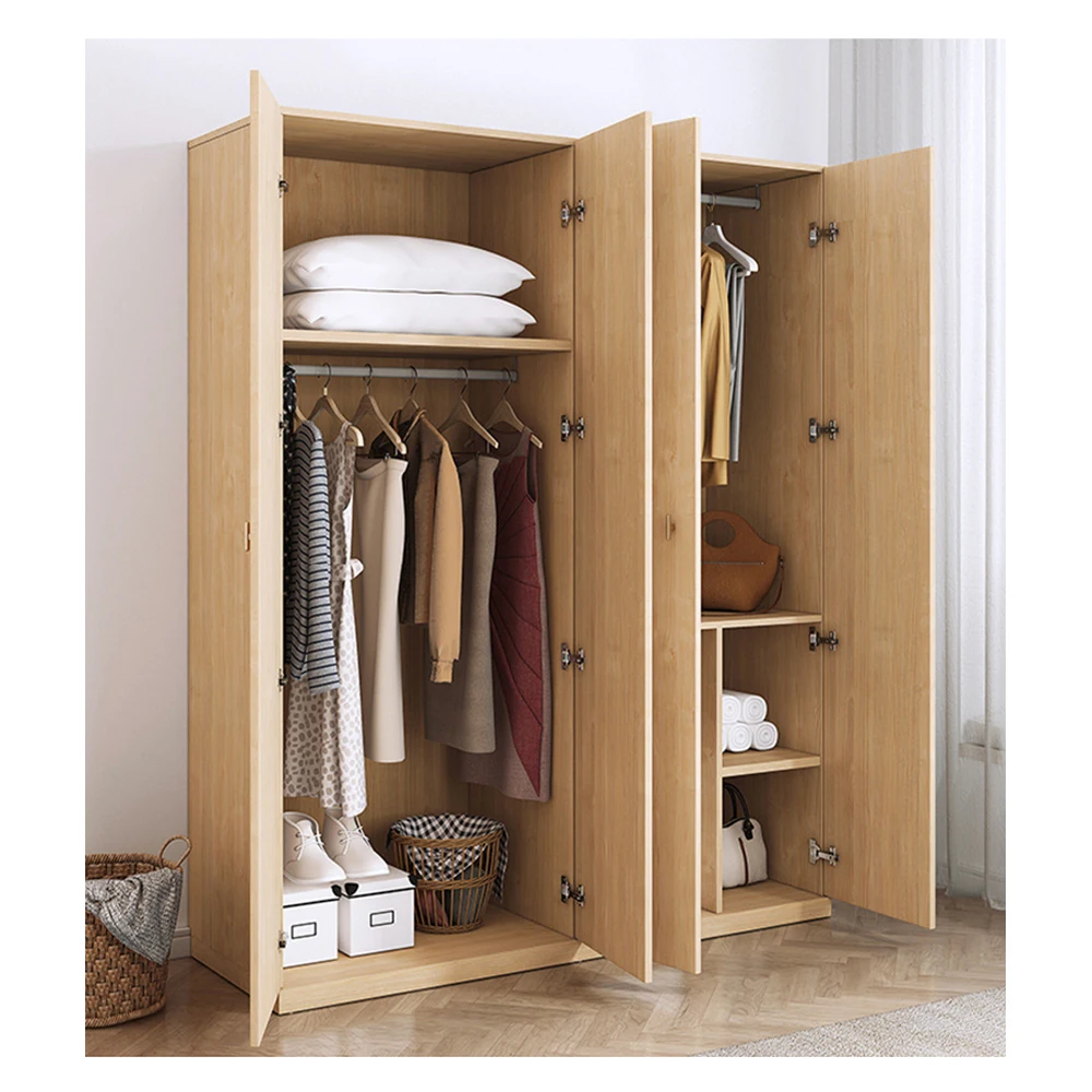 Custom 2 3 4 Door Simple Wardrobe Wooden Open Cabinet Design Clothes Closet  Modern Cupboard for Bedroom Furniture