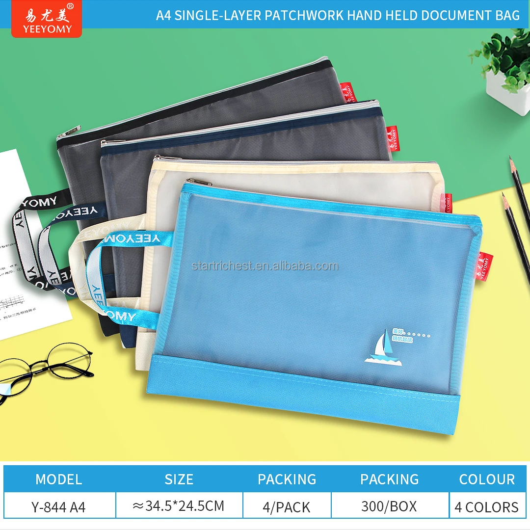 Custom Nylon Mesh Zipper Pouch File Folders Clearly Visible A4 Document