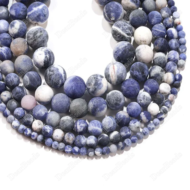 Natural Blue Sodalite Gemstone Polygonal Faceted Round Beads For Jewelry Making 