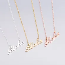 personalized first name necklace 18k gold initial letter pendant necklaces Rose Gold Stainless Steel custom necklace for mom