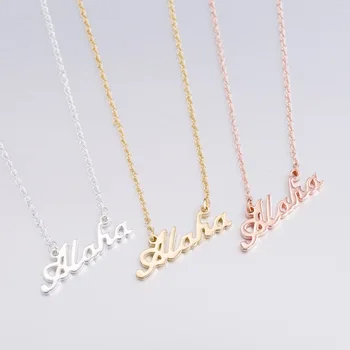 personalized first name necklace 18k gold initial letter pendant necklaces Rose Gold Stainless Steel custom necklace for mom
