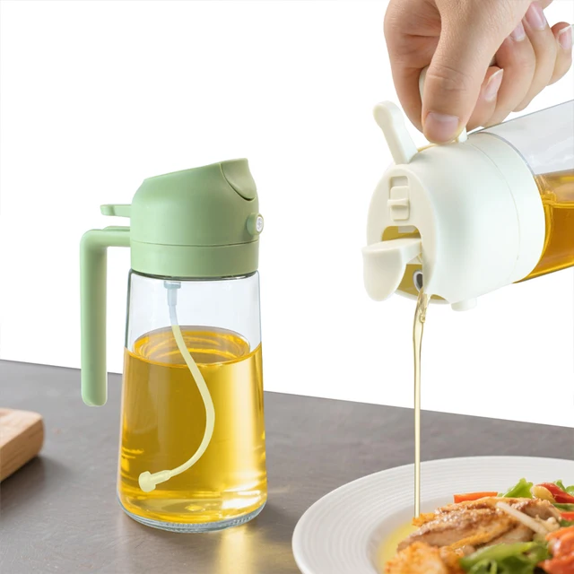 Wholesale 470ml 600ml 2-in-1 Cooking Oil Dispenser Bottle Olive Oil Glass Sprayer for Kitchen