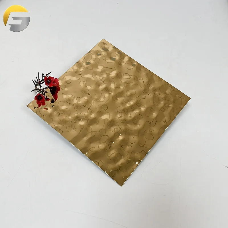 CL0053 304 Embossed Sheet for Ceiling and Wall Panel Stamped Golden Decorative Stainless Steel Brass Water Ripple Sheet