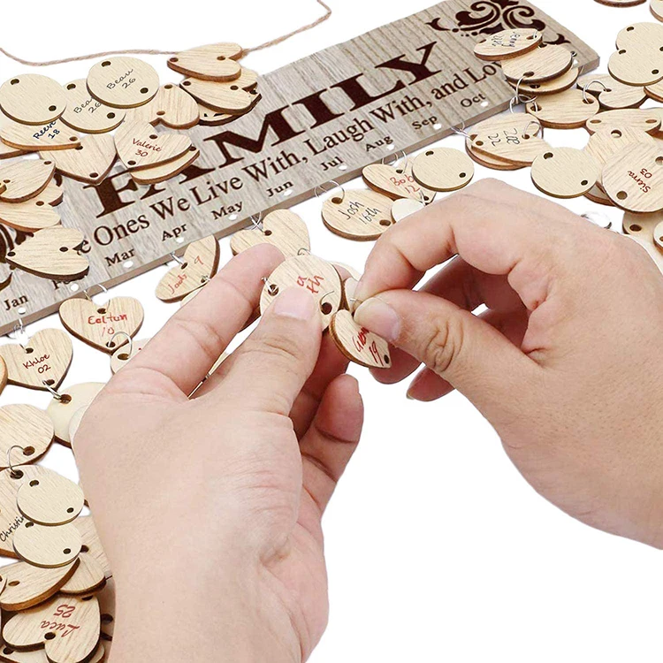 Wood Birthday Reminder Board Friends Family Wooden DIY Calendar