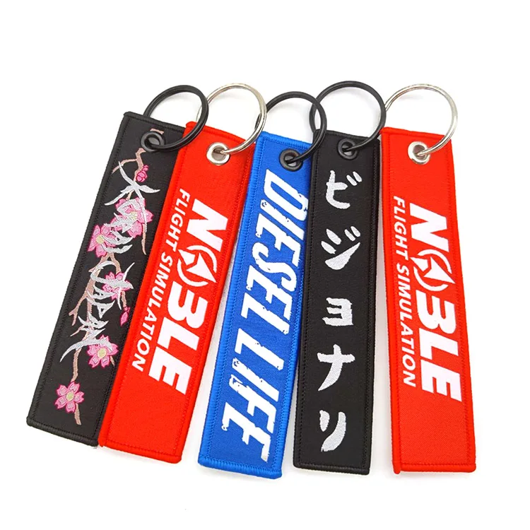 YYX Woven Jet Tags or Embroidered Key Tag Custom Wholesale Jet Tag Keychain