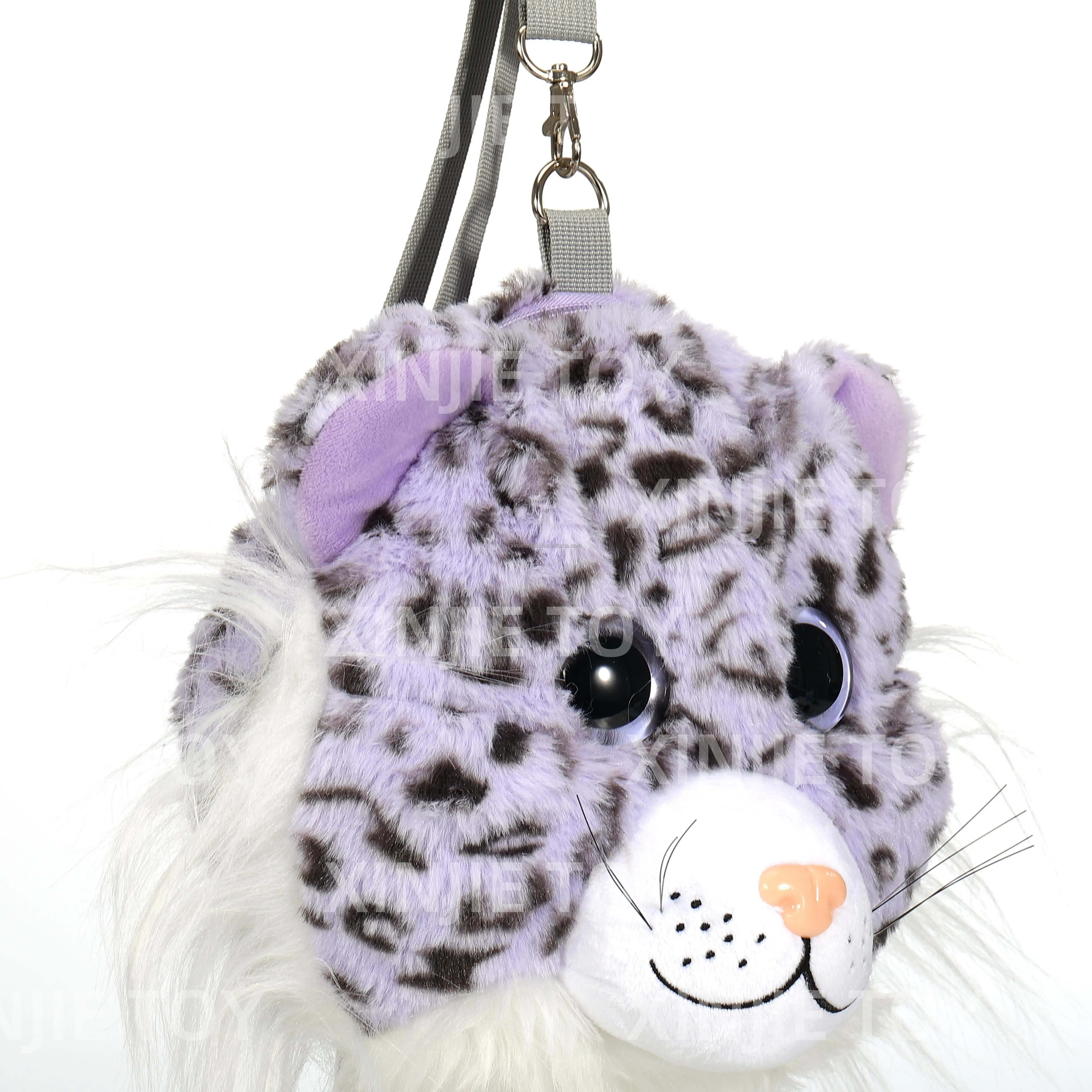 Popular Choice Custom Animal Plush Backpack Stuffed Purple Lion Head  Crossbody Bag Soft Shoulder Bag Backpack for Gifts