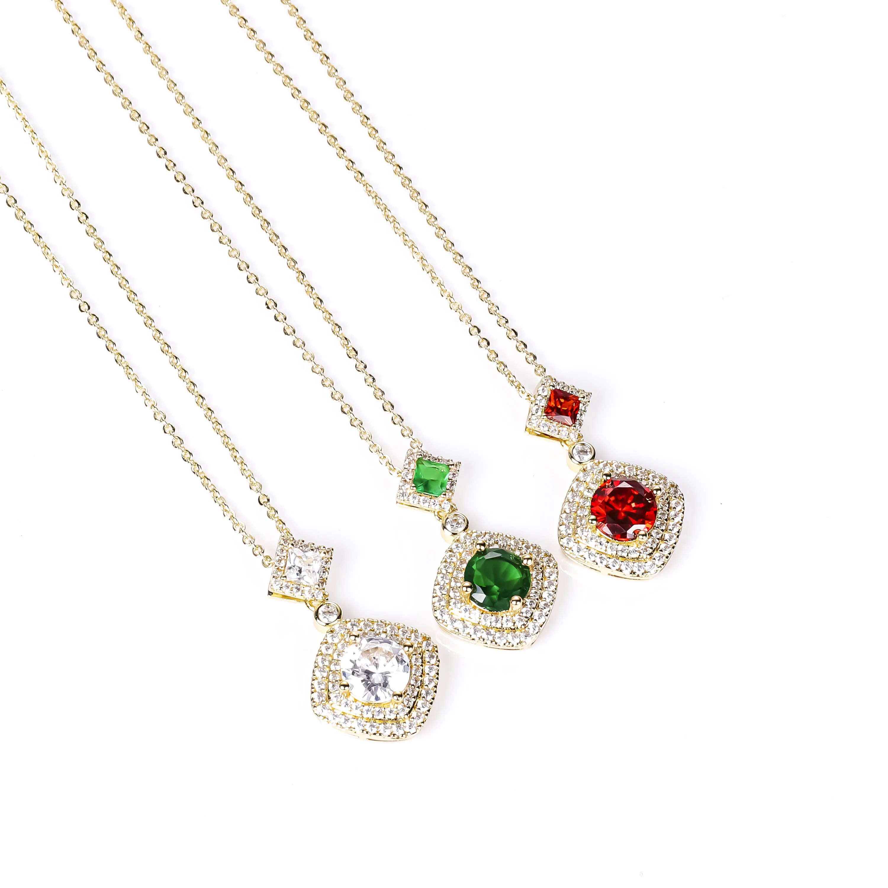 14k Gold Plated Women's Zircon Charm Necklace Oem