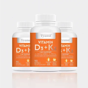 Private Label Natural Bone Support Vitamin D3 K2 Softgel Anti-oxidant Strengthen Immunity Vitamin D3 K2 Softgel