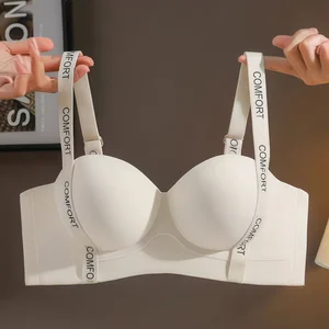 High-quality Women's Letter Shoulder Strap Bra With One-piece Adjustable Back Button Fashion Letter comfort Girls Bra