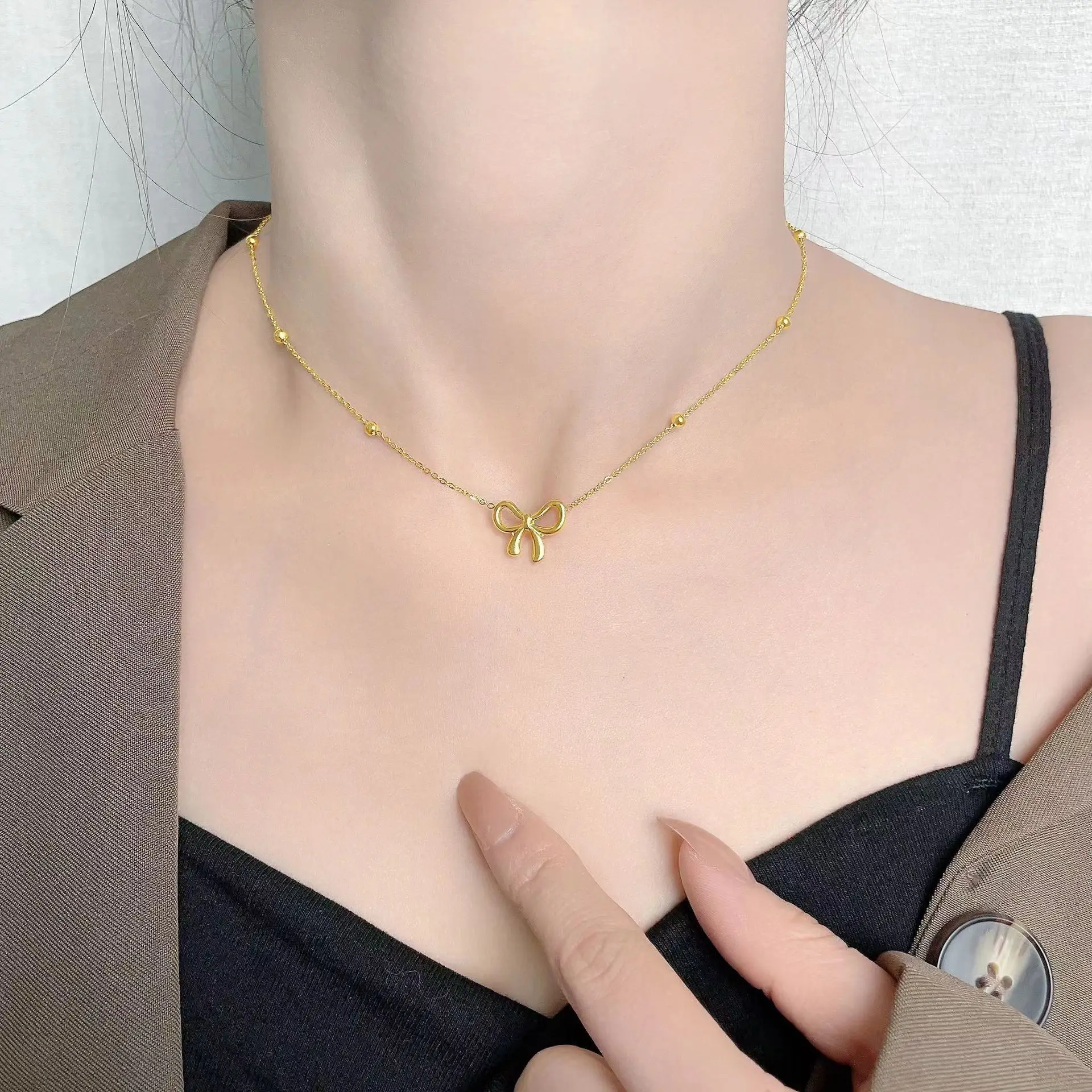 18k Gold Plated Bow Necklace - Tarnish Free & Elegant