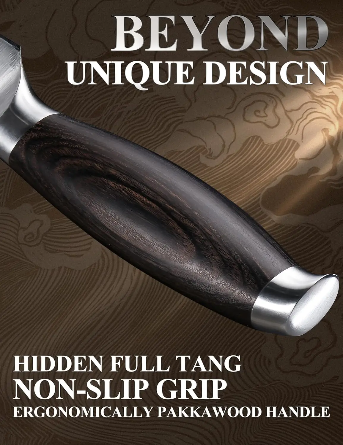 Cuchillo de chef chino WILDMOK de 7,8 pulgadas, de acero inoxidable con mango de madera de pakka negra, cuchillo de cocina para verduras_voghion.com
