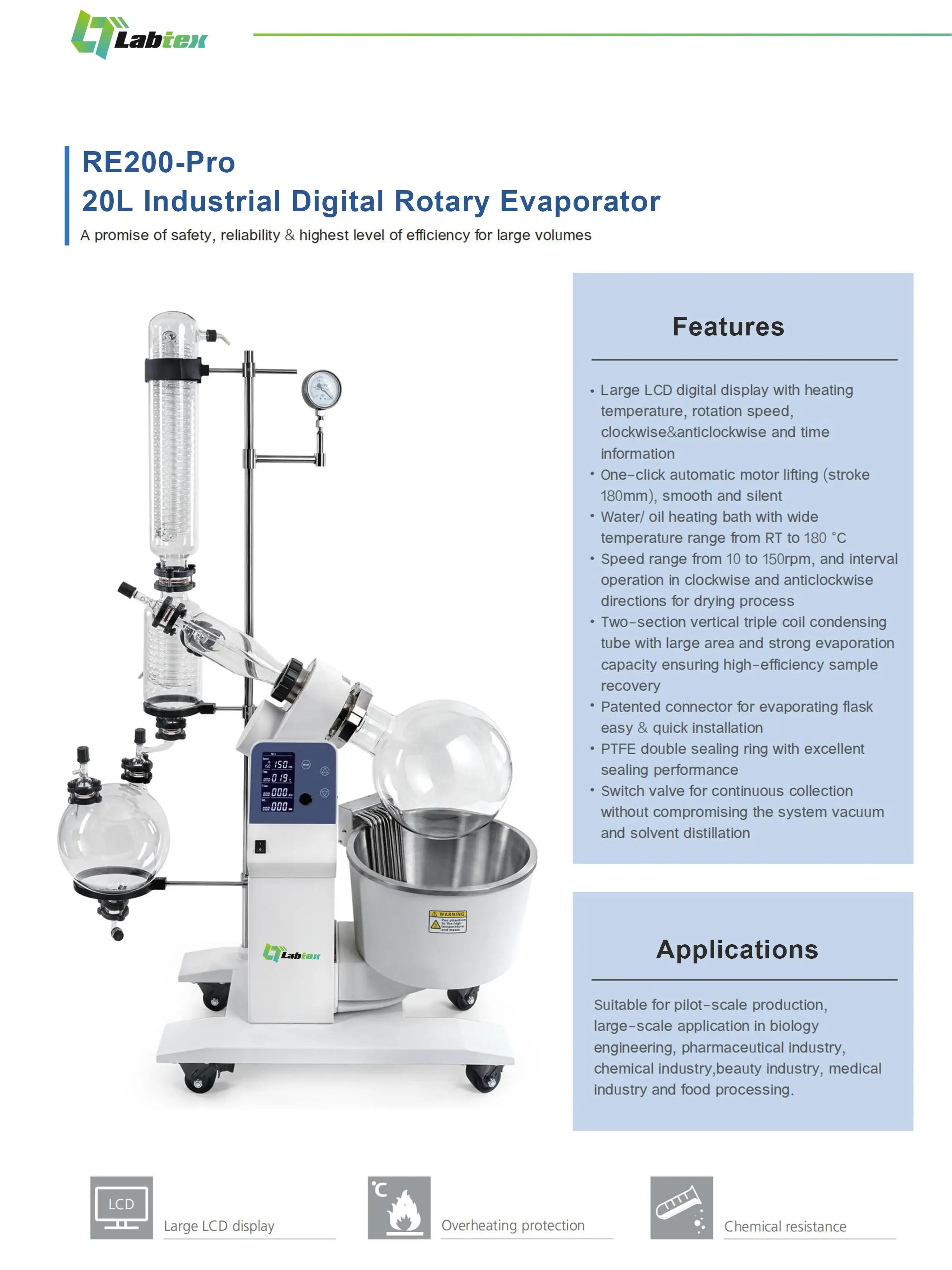 Labtex Rotary Evaporator With Chiller And Vacuum Pump 1l 20l 50l 100l For Laboratory Buy 8329